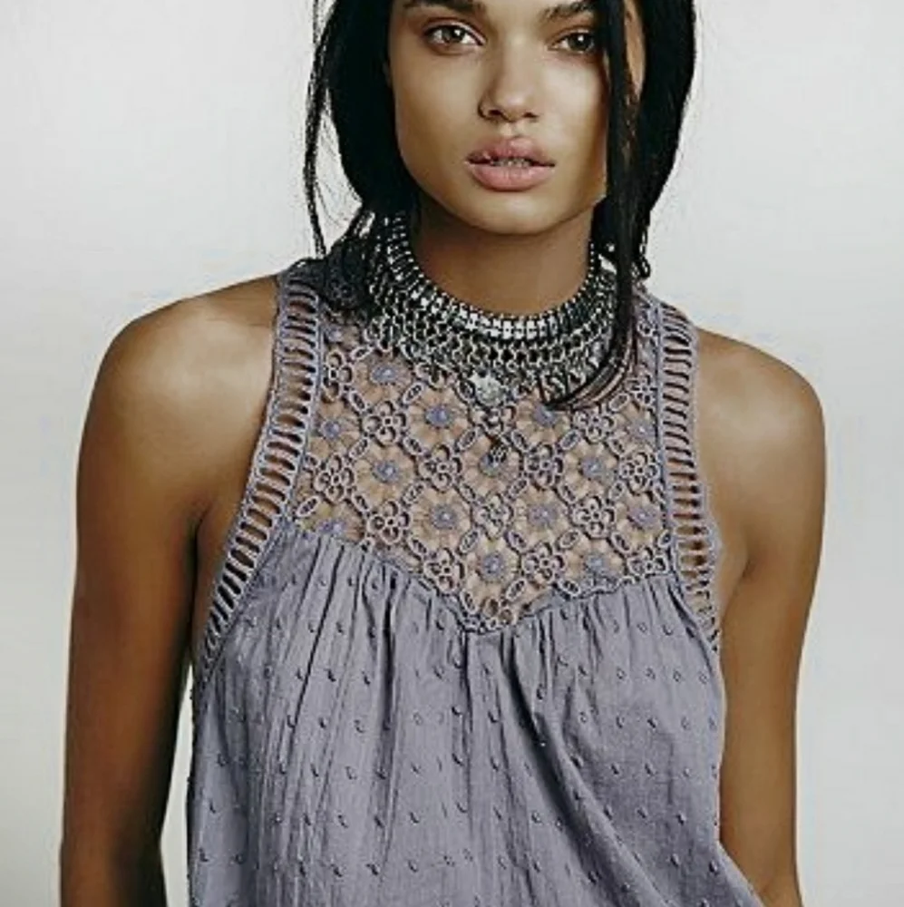 Free People swiss dot crochet lace high ne… - Picture 3 of 15